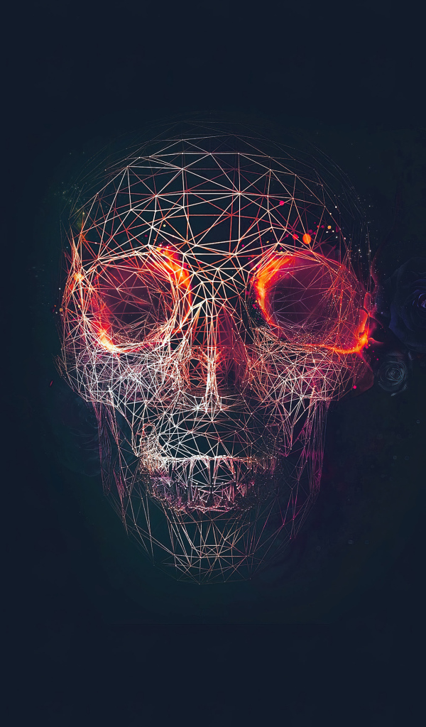 Абстрактный череп из паутины на черном фоне