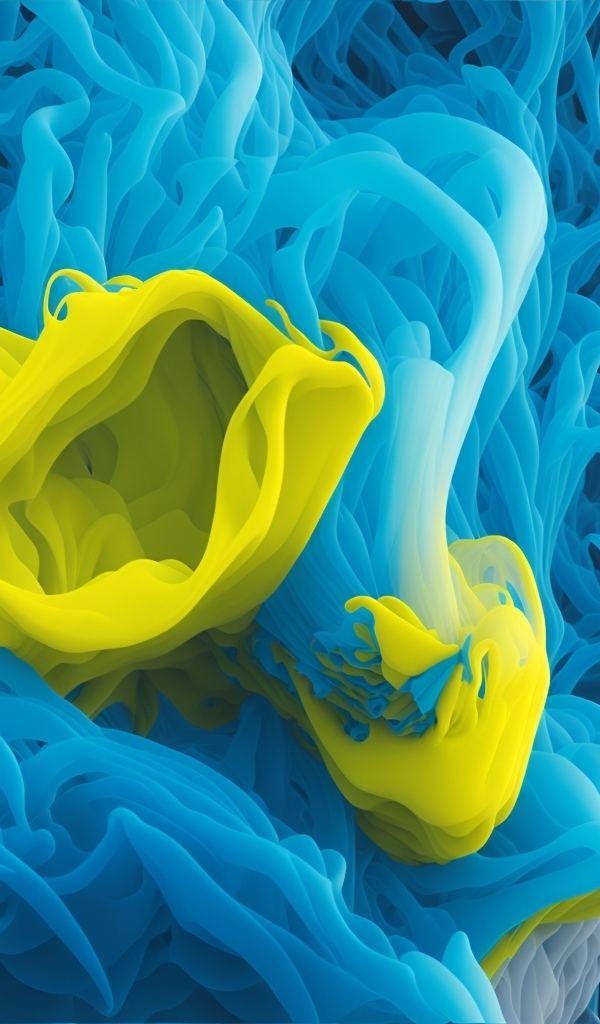 Голубой и желтый дым крупным планом