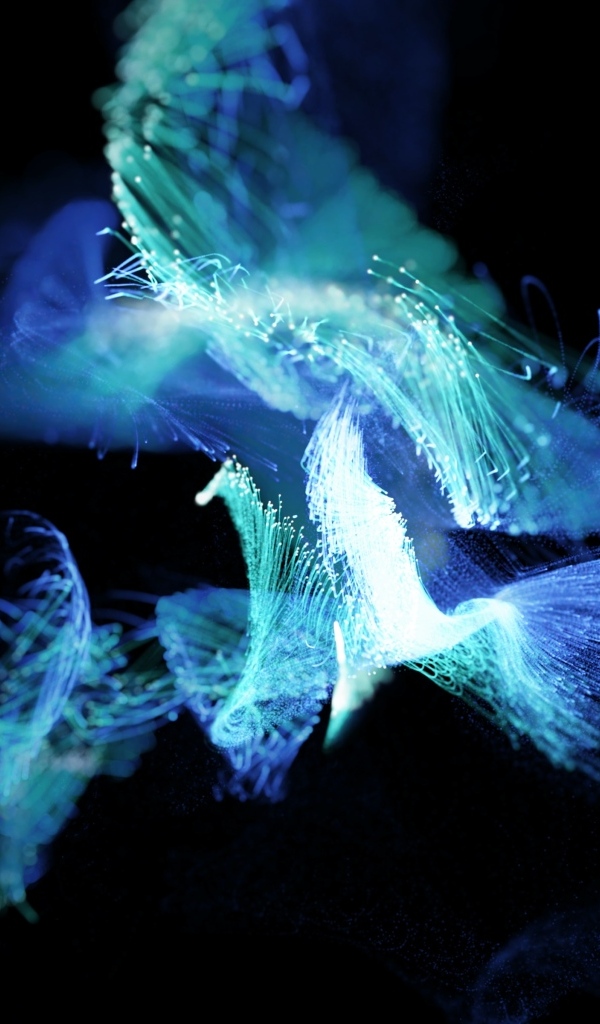 Голубые неоновые вспышки на черном фоне