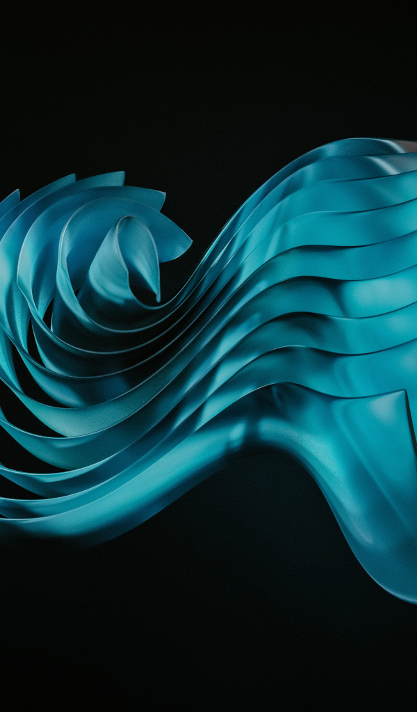 Голубые волны на черном фоне 3д графика