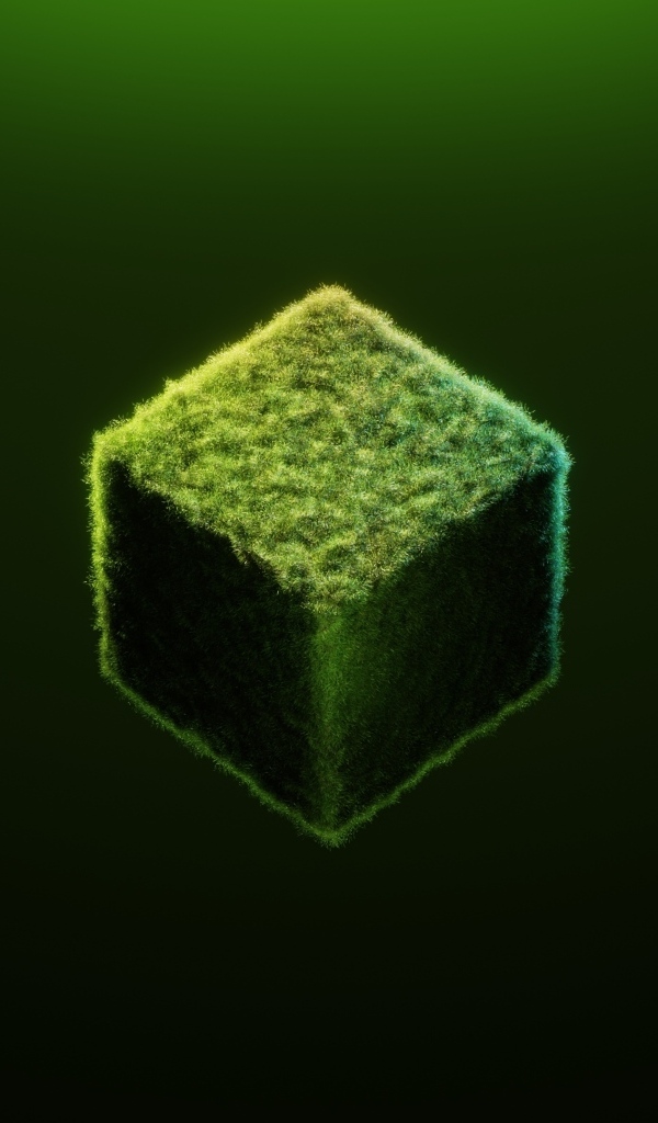 Куб на зеленом фоне 3д графика