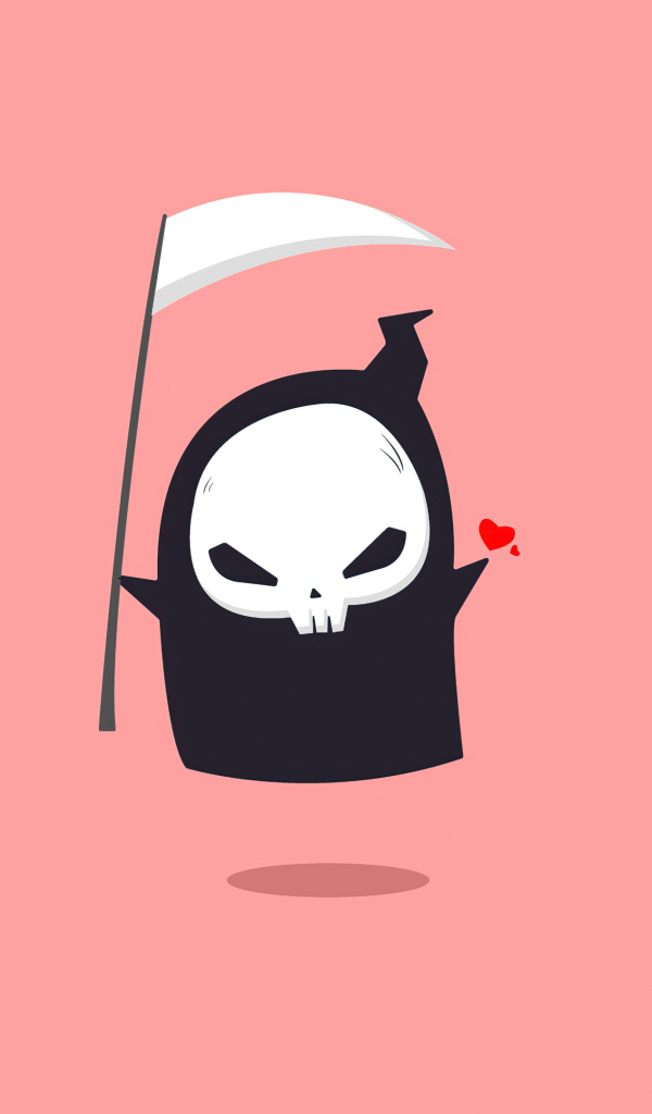 Смерть с косой на розовом фоне