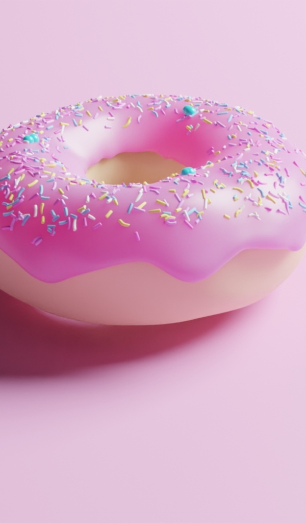 Пончик с глазурью на розовом фоне