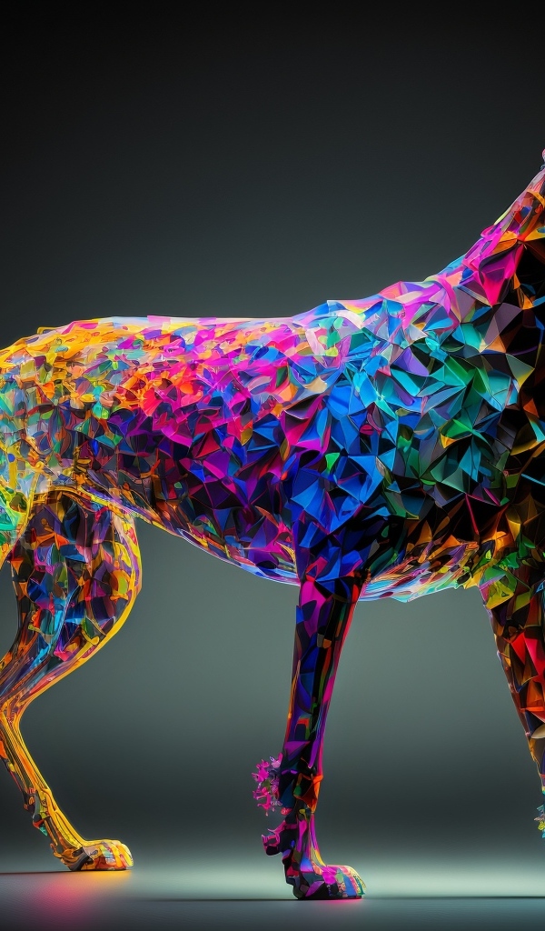 Нарисованная разноцветная собака 3д графика