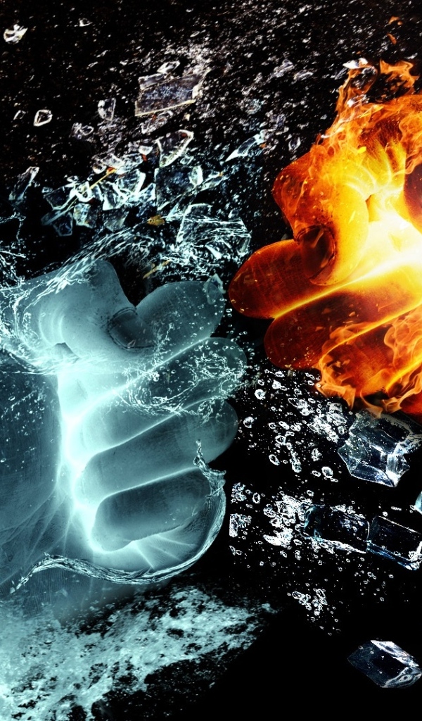 Огненный и водный кулак 3д графика