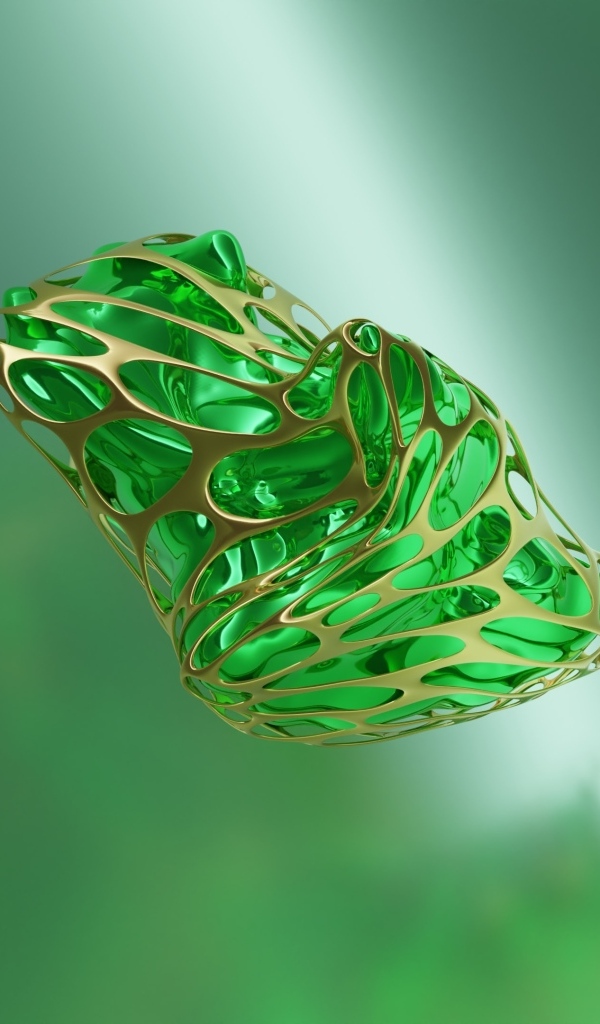 Зеленый 3д кристалл на фоне