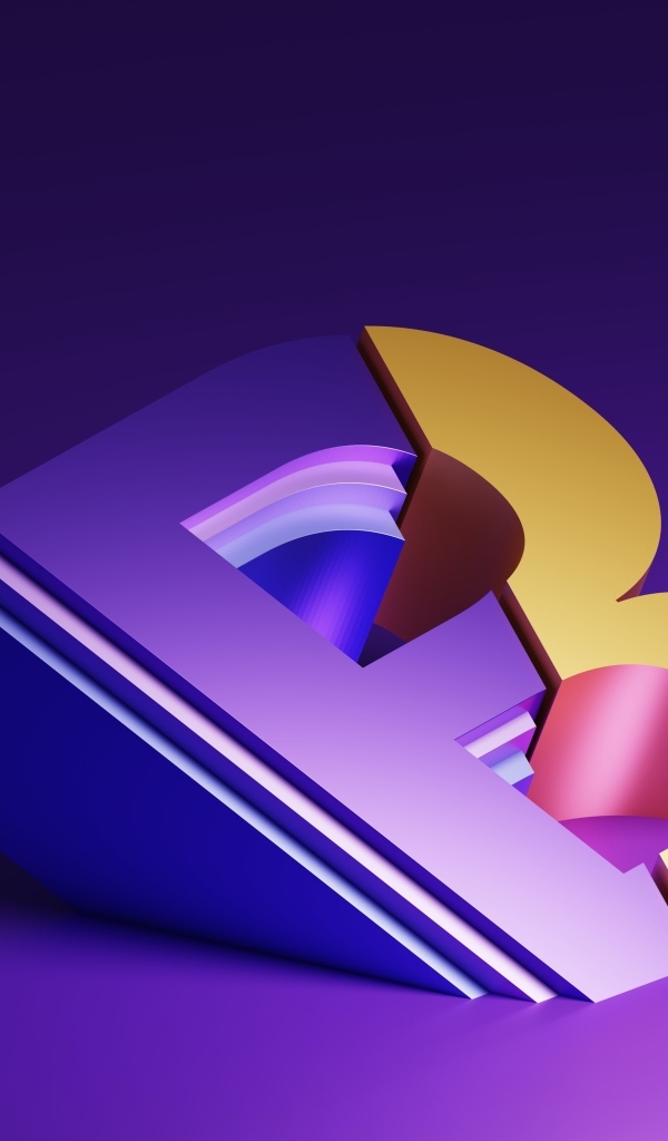 Большая 3д буква на фиолетовом фоне