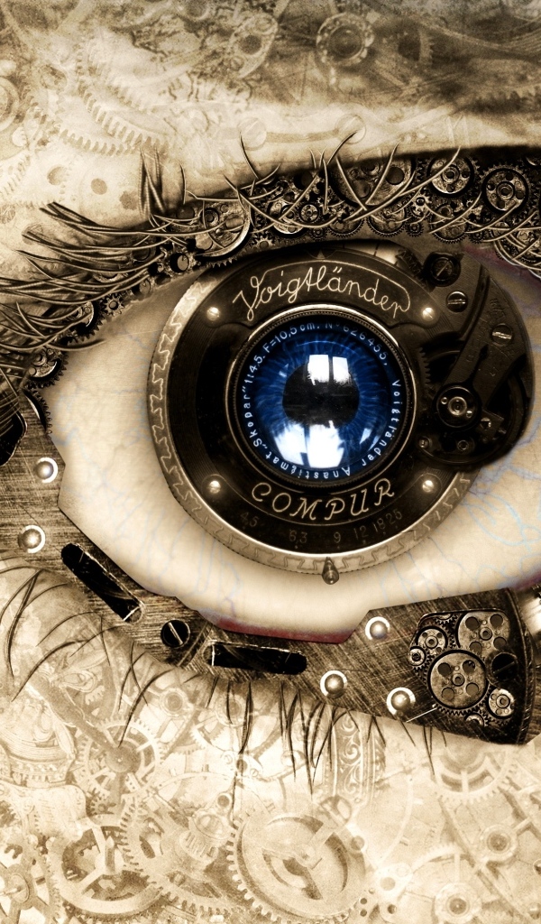 Механический 3д глаз девушки