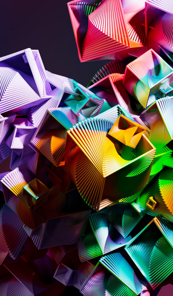 Разноцветные 3д квадраты на сиреневом фоне