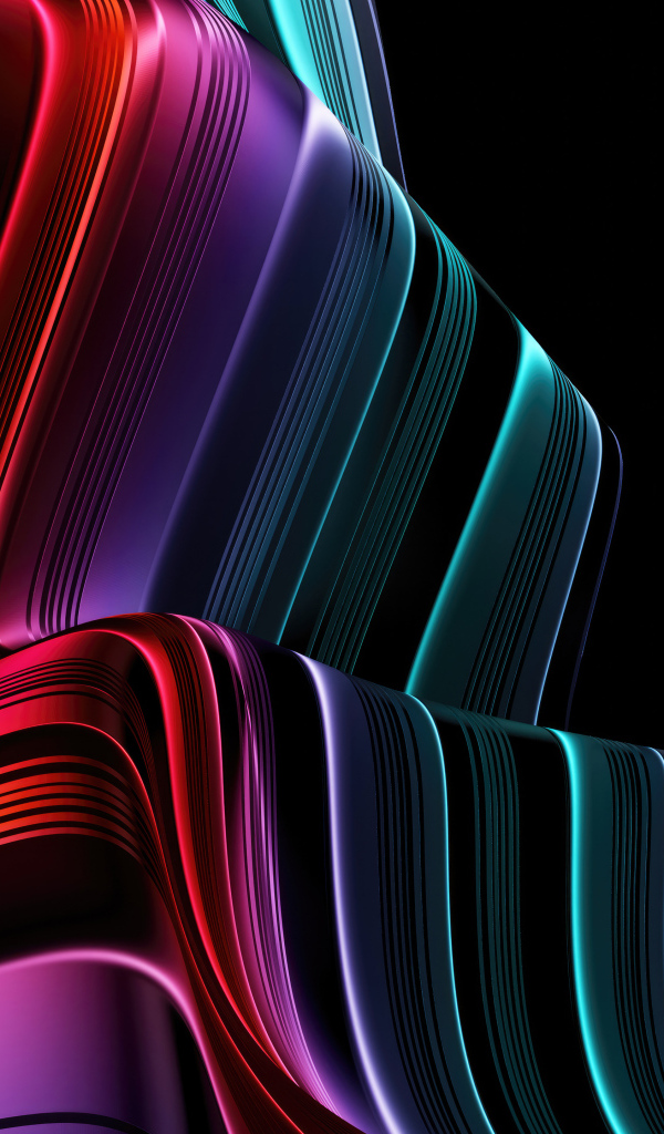 Разноцветные абстрактные волновые линии на черном фоне