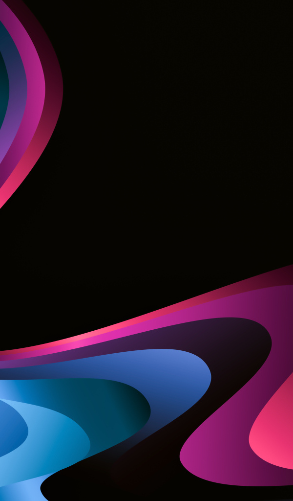 Разноцветные градиентные волны на черном фоне