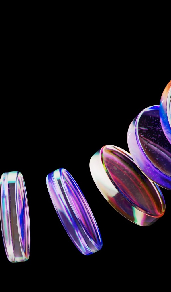 Неоновые стеклянные круги на черном фоне