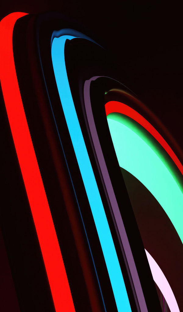 Неоновые светящиеся волны на черном фоне