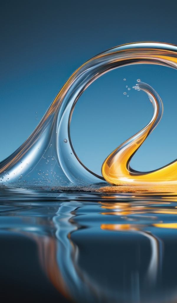 Оранжевая абстрактная волна в воде 