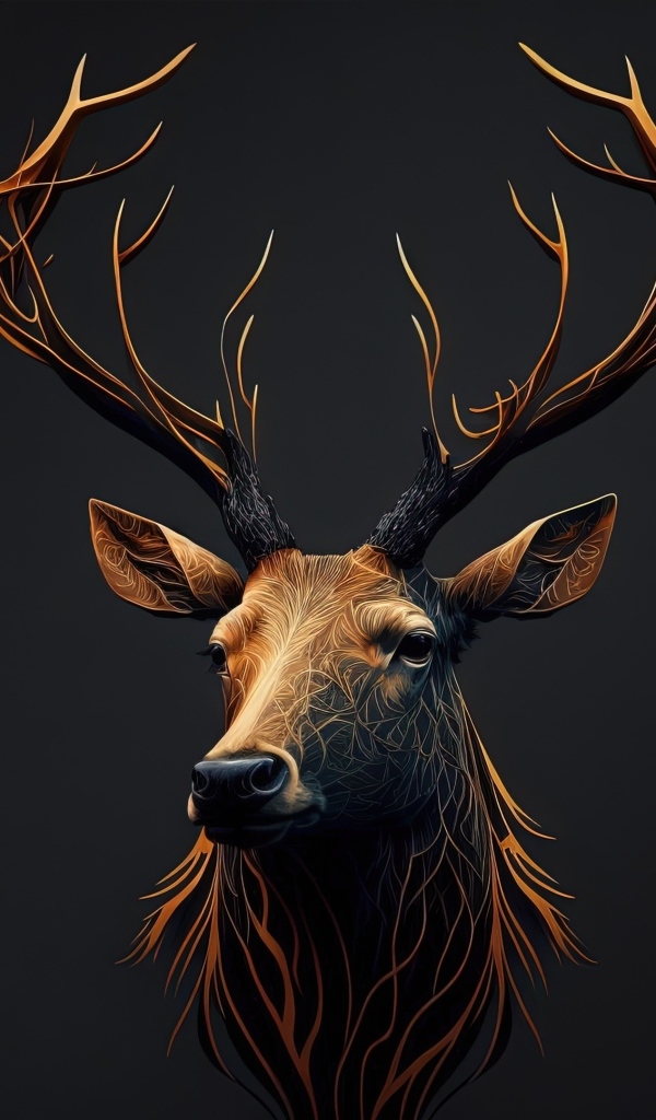 Нарисованная голова оленя на стене