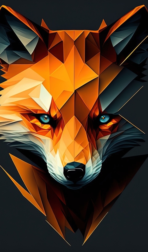 Нарисованная голова лисы на черном фоне