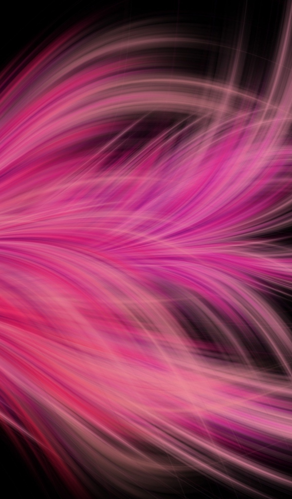 Розовое фрактальное перо на черном фоне