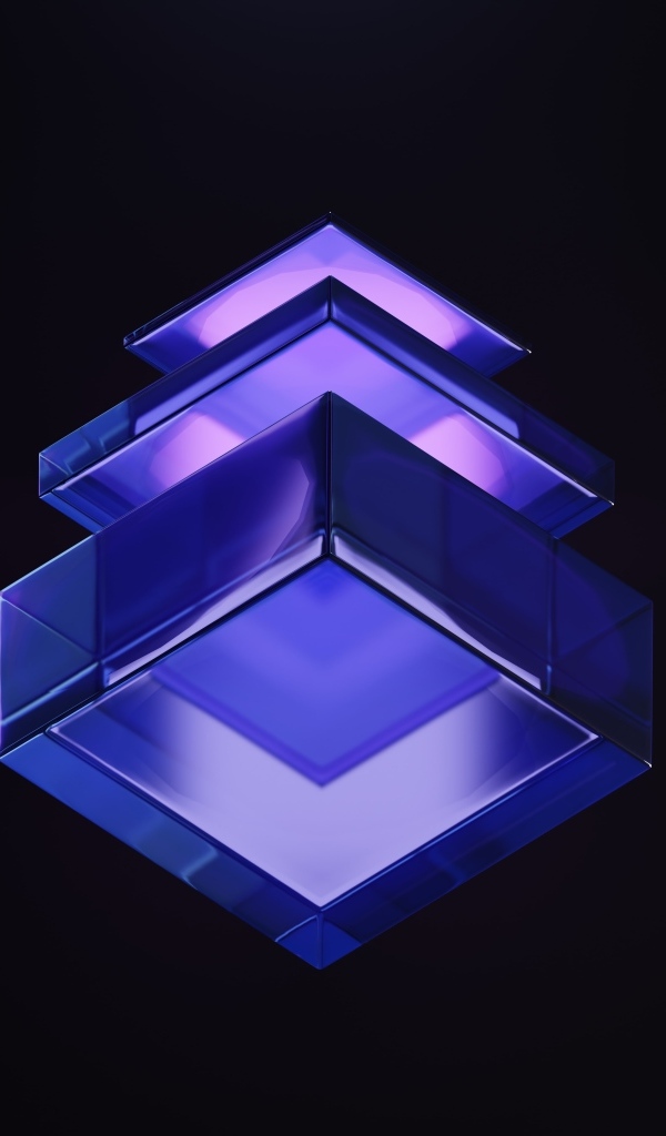 Фиолетовые 3д кубы на черном фоне