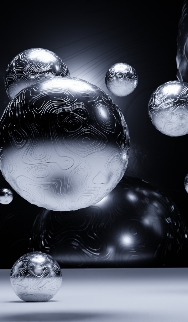 Стальные 3д шары парят в воздухе