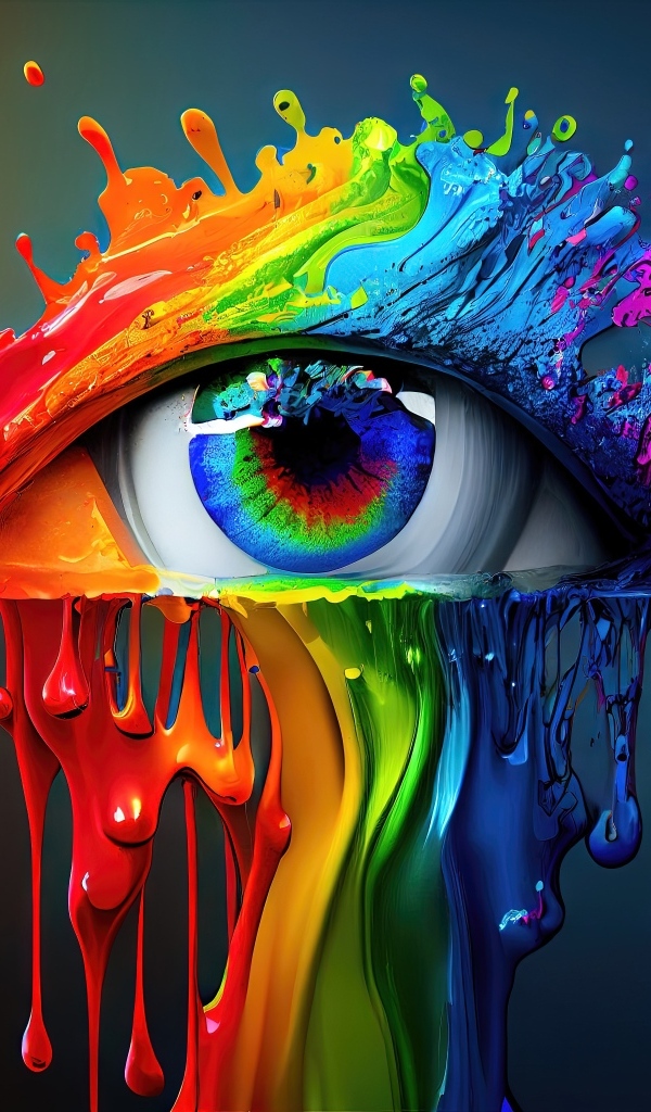 Глаз нарисован разноцветными красками