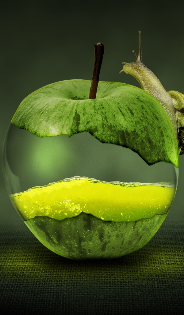 Необычное яблоко с улиткой 3д графика