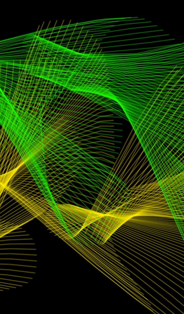 Желтая и зеленая абстрактная сетка на черном фоне