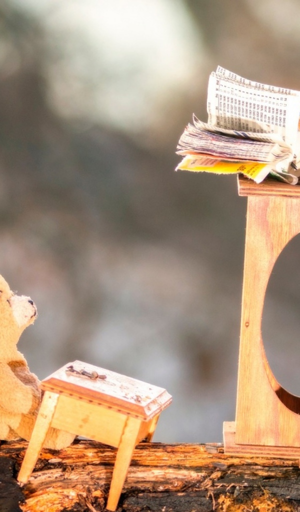 Маленькая белка читает книгу игрушкам