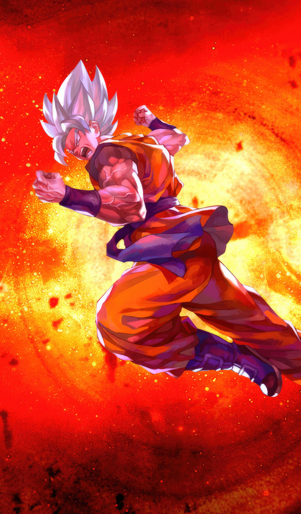 Персонаж аниме Goku Angry на красном фоне