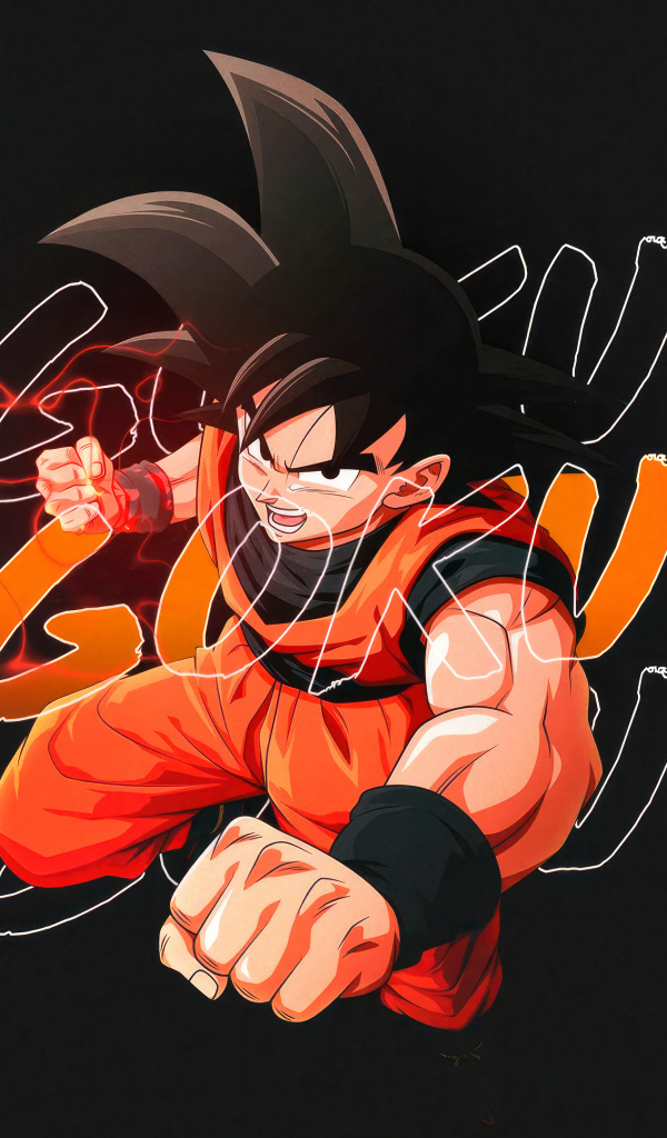 Персонаж аниме Сон Гоку на черном фоне