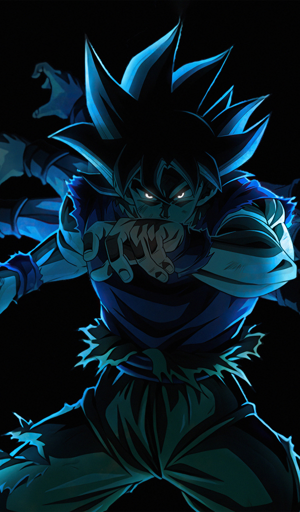 Персонаж аниме Сон Гоку на черном фоне