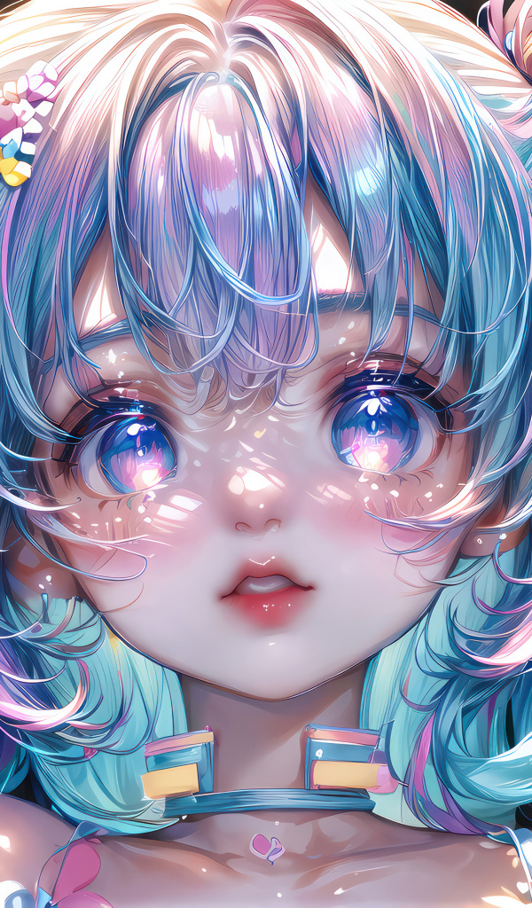 Большие глаза у девушки аниме