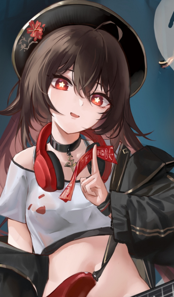 Девушка аниме с гитарой в руках