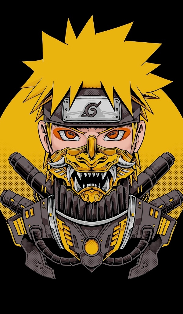 Персонаж Наруто Удзумаки на черном фоне