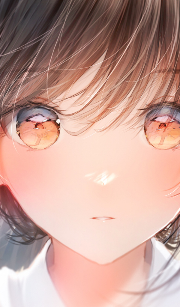 Большие карие глаза девушки аниме