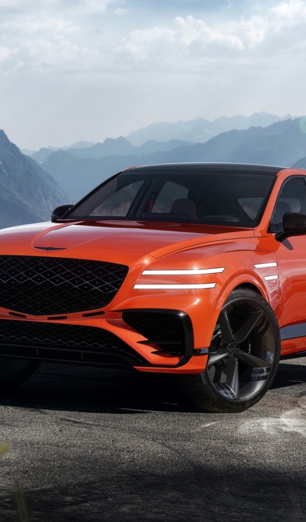 Красный автомобиль  Genesis GV80 Coupe Concept 2023 года