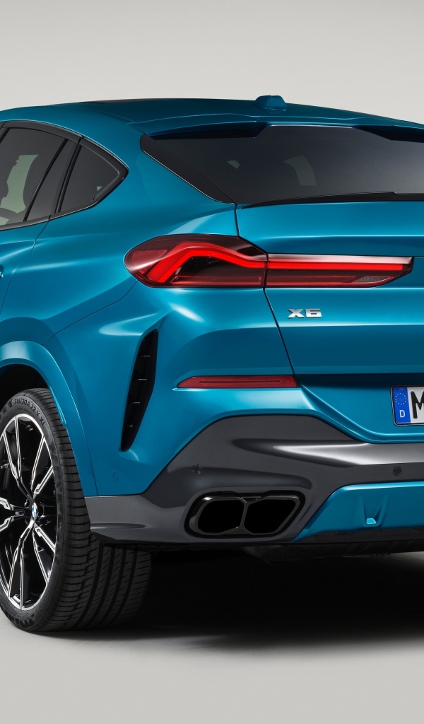 Синий автомобиль  BMW X6 2023  вид сзади