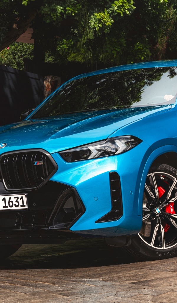Синий автомобиль BMW X6 M60i XDrive 2023