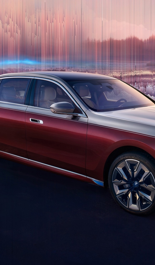 Красный новый автомобиль BMW I7