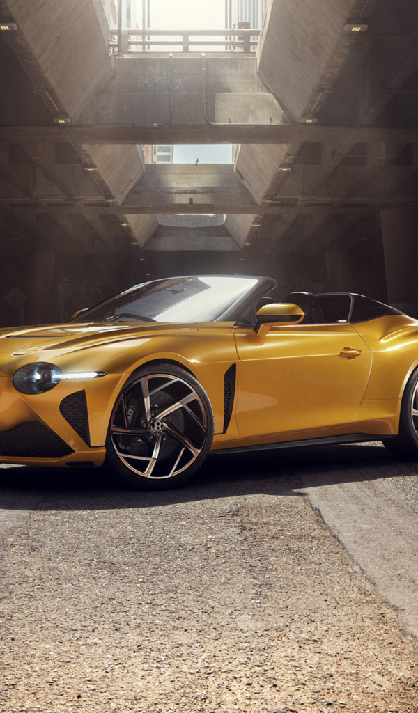 Красивый золотистый автомобиль Bentley Bacalar