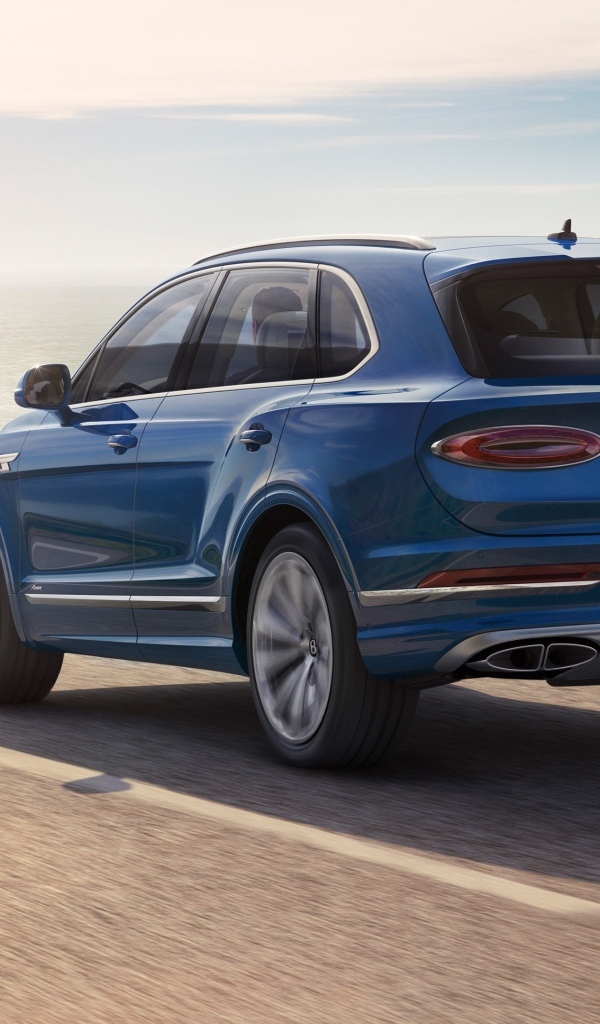 Синий внедорожник Bentley Bentayga Azure вид сзади