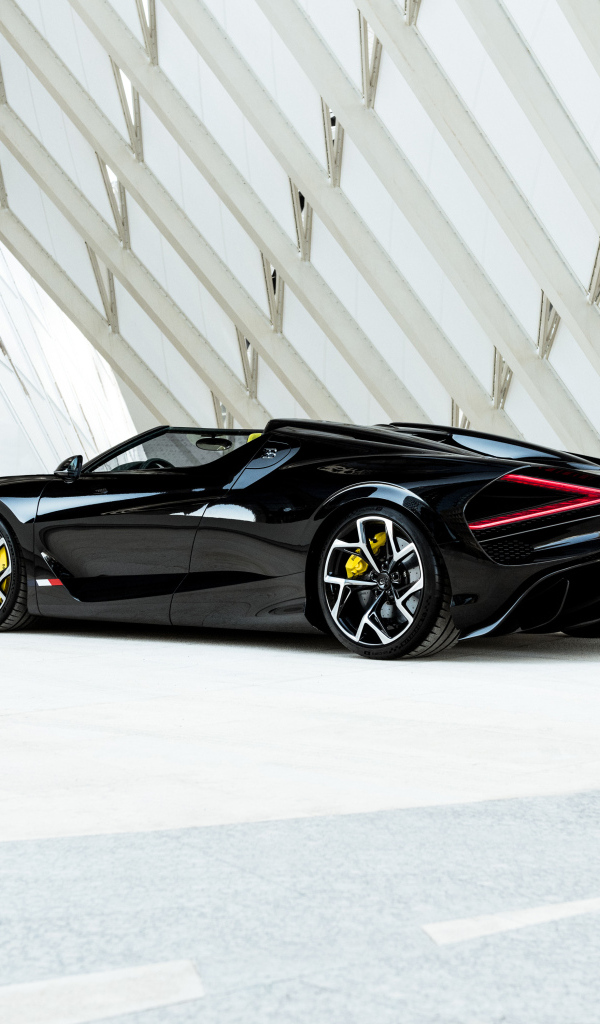 Черный Bugatti W 16 Mistral 2024 года вид сзади