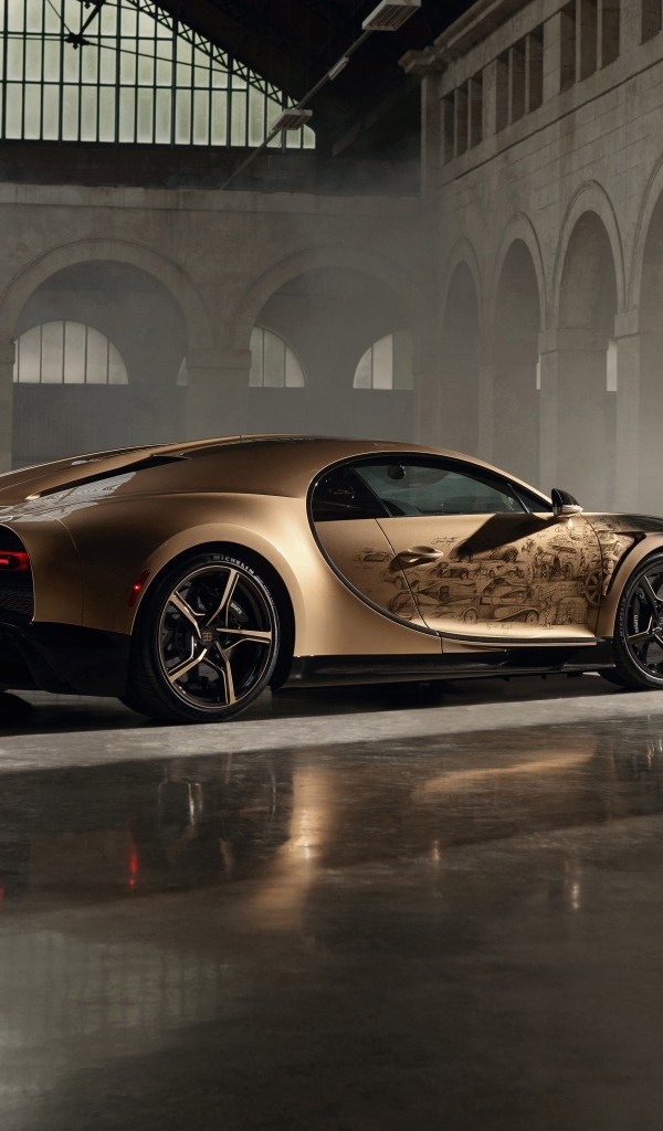 Быстрый автомобиль Bugatti Chiron в здании