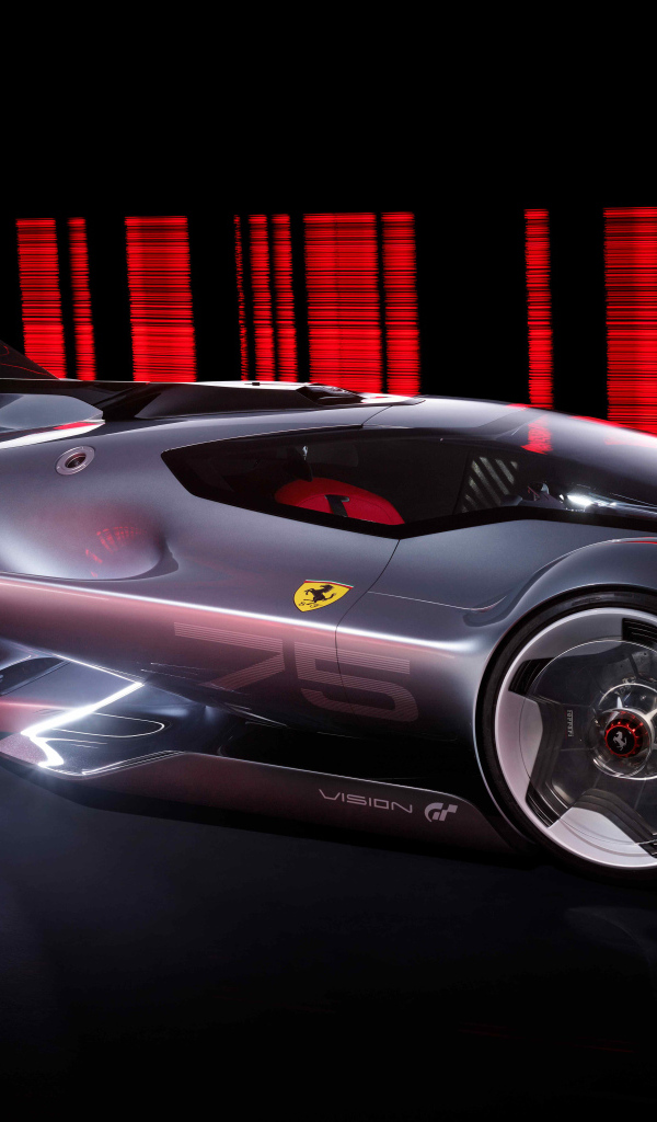 Серебристый спортивный автомобиль Ferrari Vision Gran Turismo