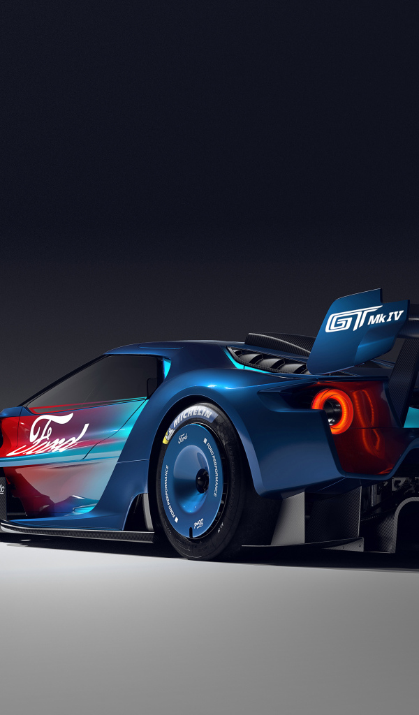 Гоночный автомобиль Ford GT Mk IV  2023 года вид сзади
