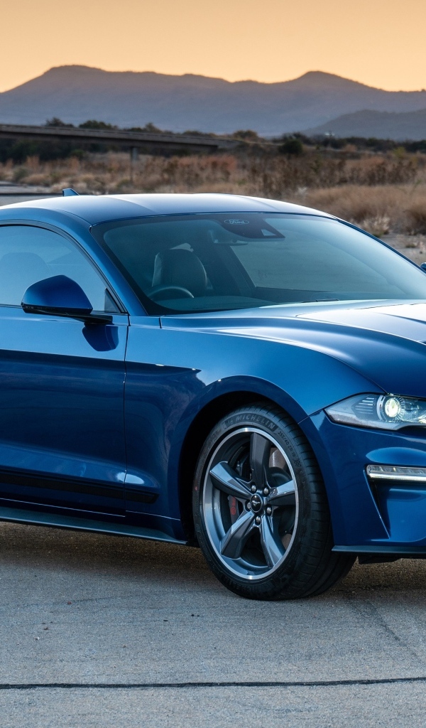 Дорогой синий автомобиль Ford Mustang California