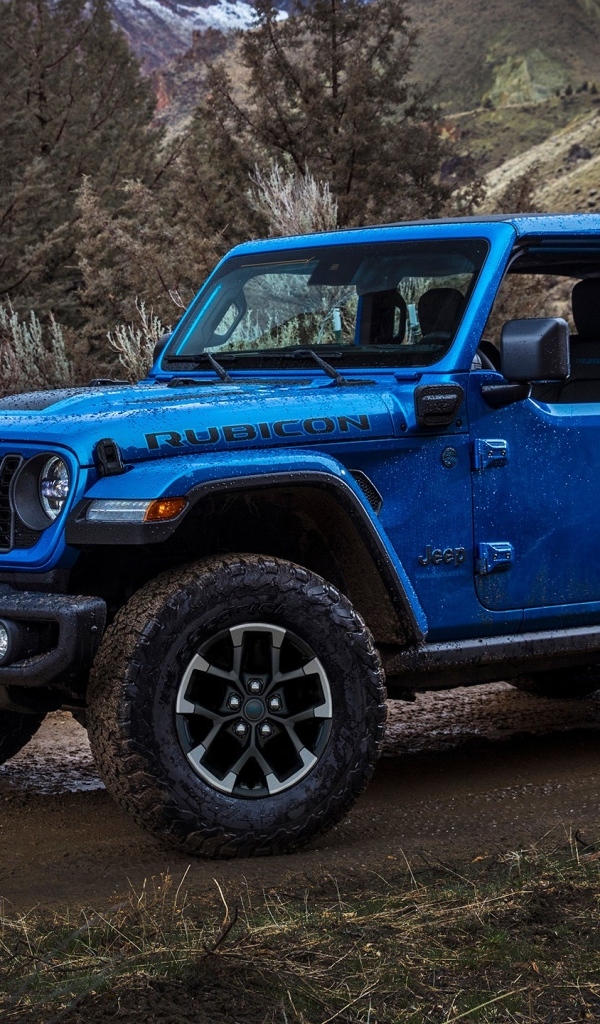 Синий Jeep Wrangler Unlimited Rubicon X 4xe, 2024 года