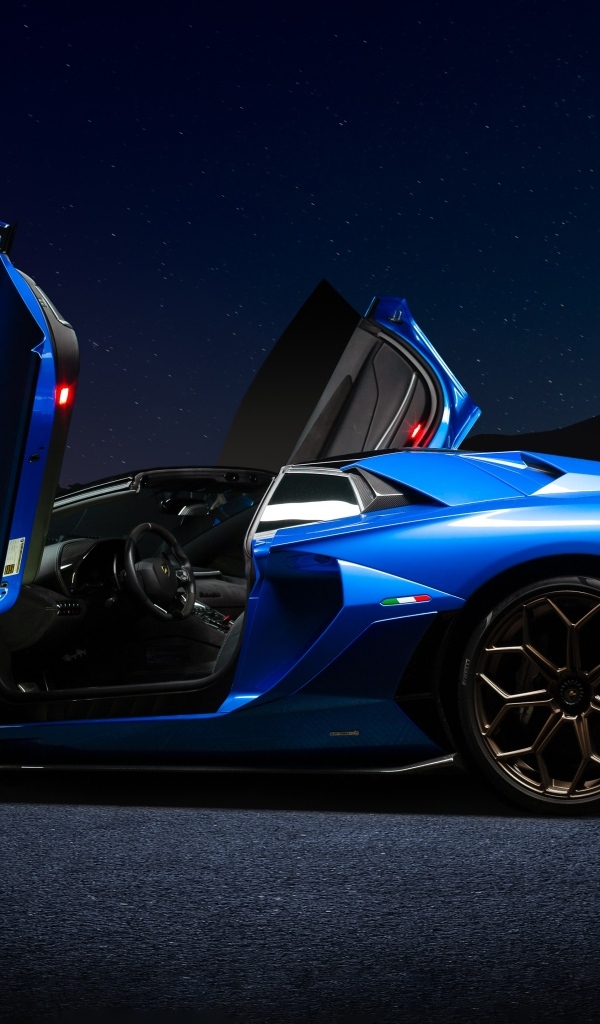 Автомобиль Lamborghini Aventador Ultimae Roadster с открытыми дверями