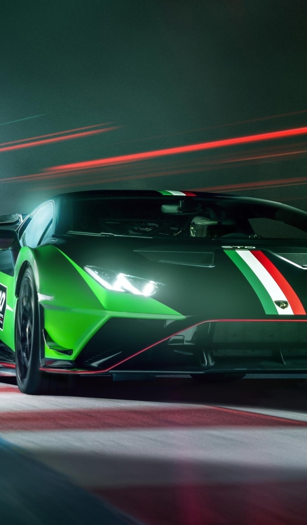 Автомобиль Lamborghini Huracan STO SC 10 Anniversario в дыму
