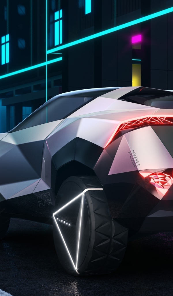 Вид сзади на футуристический автомобиль Nissan Hyper Punk