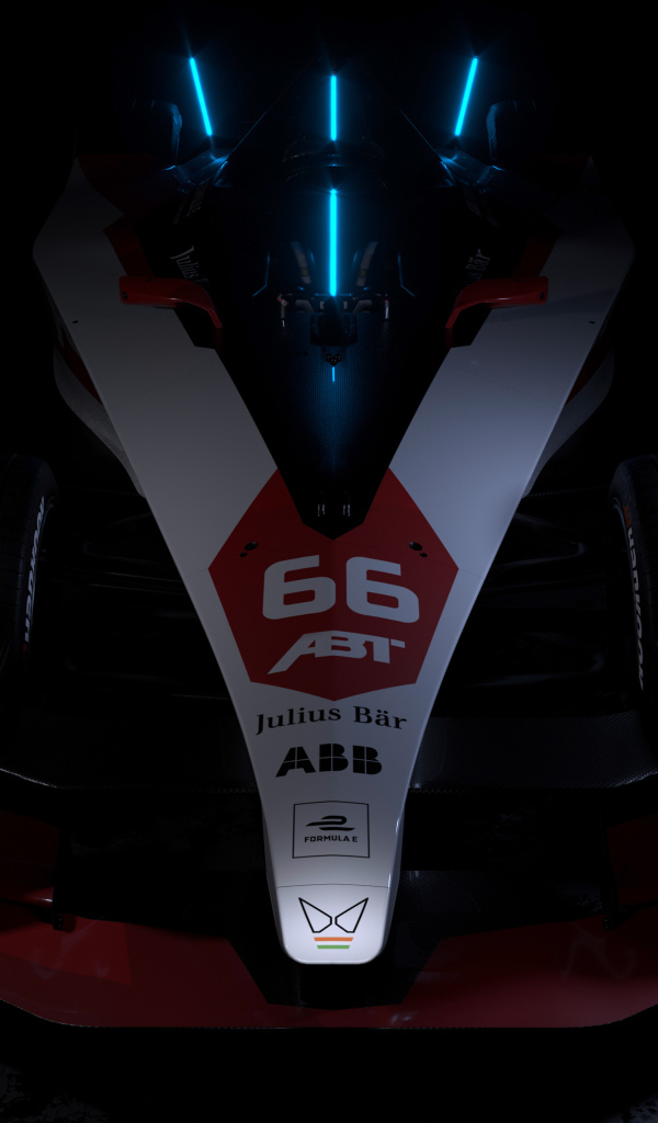 Гоночный автомобиль ABT Sportsline Mahindra M9Electro 2022 на черном фоне